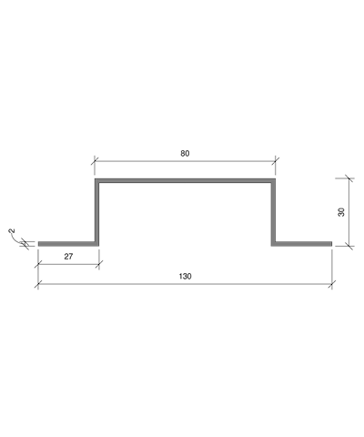 ABP102 OMEGA 30x130x2 - 6000 mm